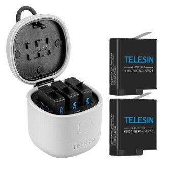 TELESIN GoPro电池充电器Hero7 6 5配件两电一充电池套装 支持同时三充、高速3.0读写、大容量收纳